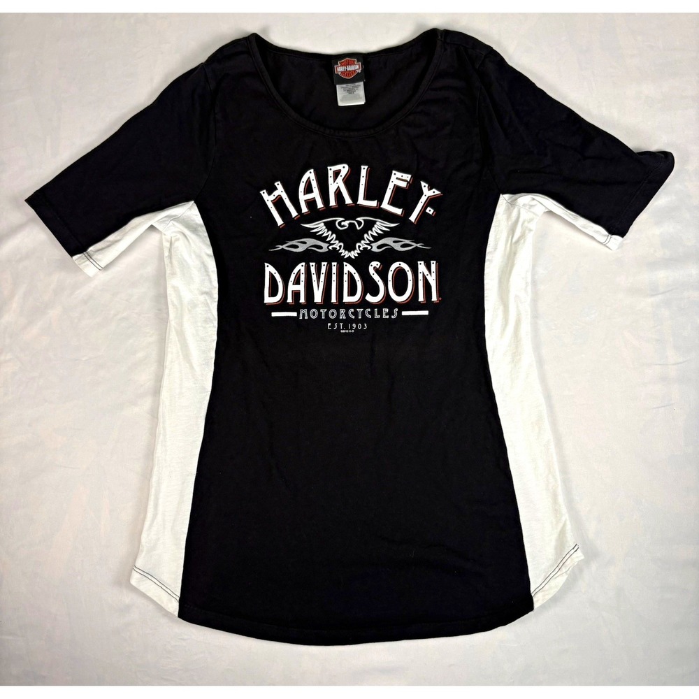 Harley-Davidson Woodstock IL Long Sleeve T-Shirt Black/White Size 1X
